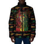 Personalized Barbados One Love Reggae Lion Padded Jacket Caribbean Reggae Spirit