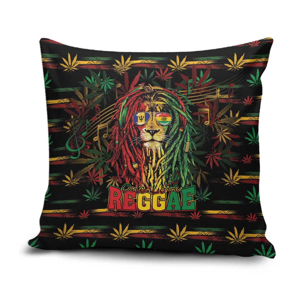 Barbados One Love Reggae Lion Pillow Cover Caribbean Reggae Spirit