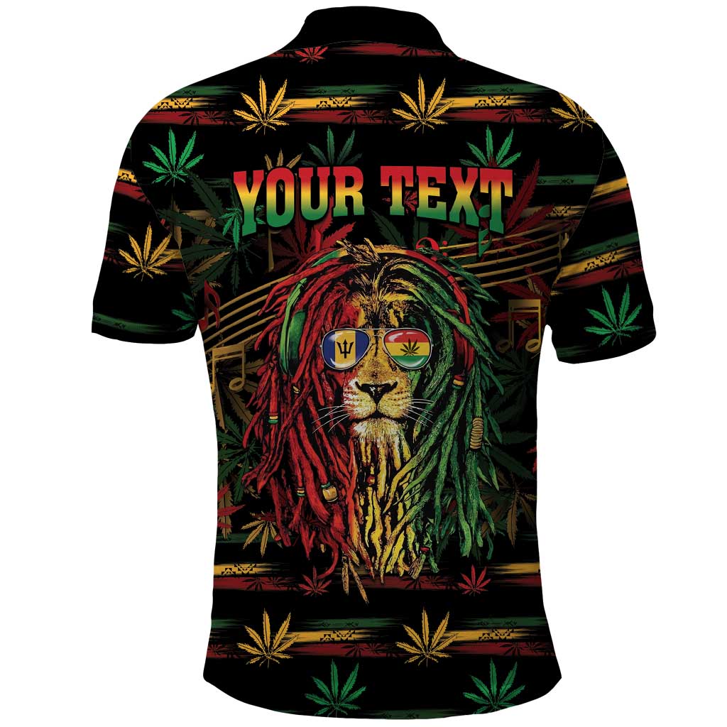 Personalized Barbados One Love Reggae Lion Polo Shirt Caribbean Reggae Spirit