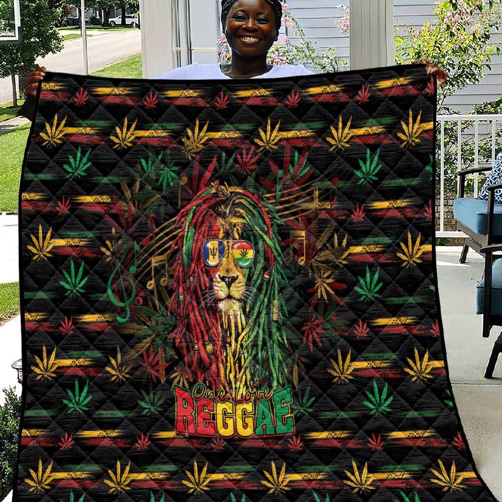 Barbados One Love Reggae Lion Quilt Caribbean Reggae Spirit