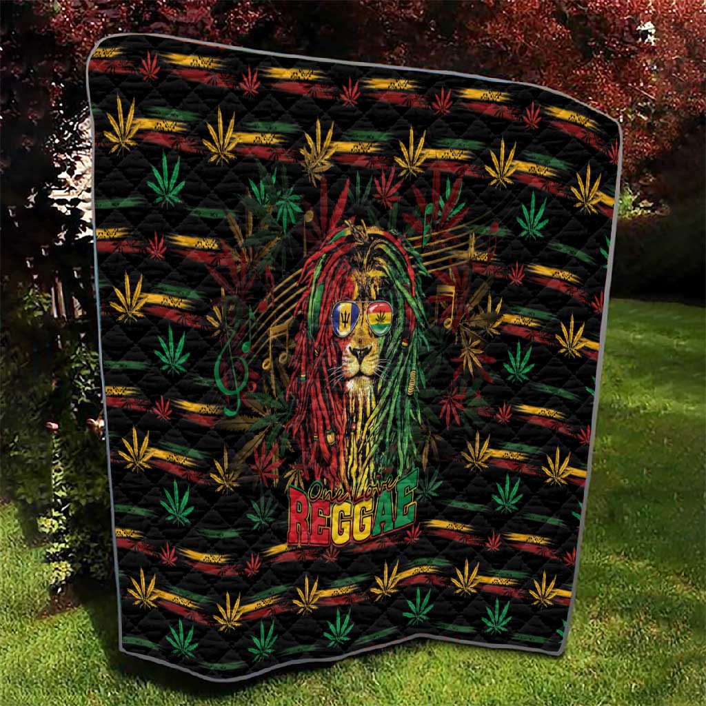 Barbados One Love Reggae Lion Quilt Caribbean Reggae Spirit