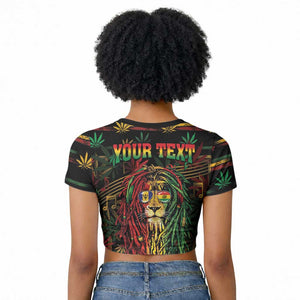 Personalized Barbados One Love Reggae Lion Raglan Cropped T shirt Caribbean Reggae Spirit