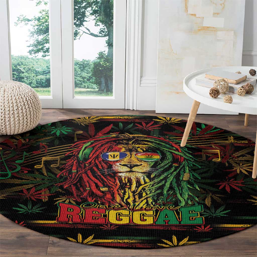 Barbados One Love Reggae Lion Round Carpet Caribbean Reggae Spirit