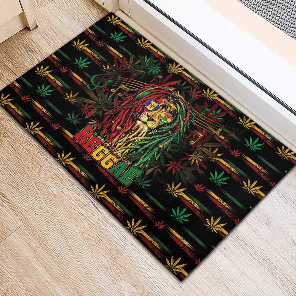 Barbados One Love Reggae Lion Rubber Doormat Caribbean Reggae Spirit