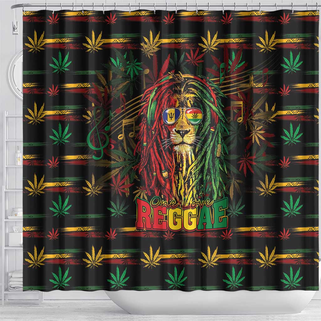 Barbados One Love Reggae Lion Shower Curtain Caribbean Reggae Spirit