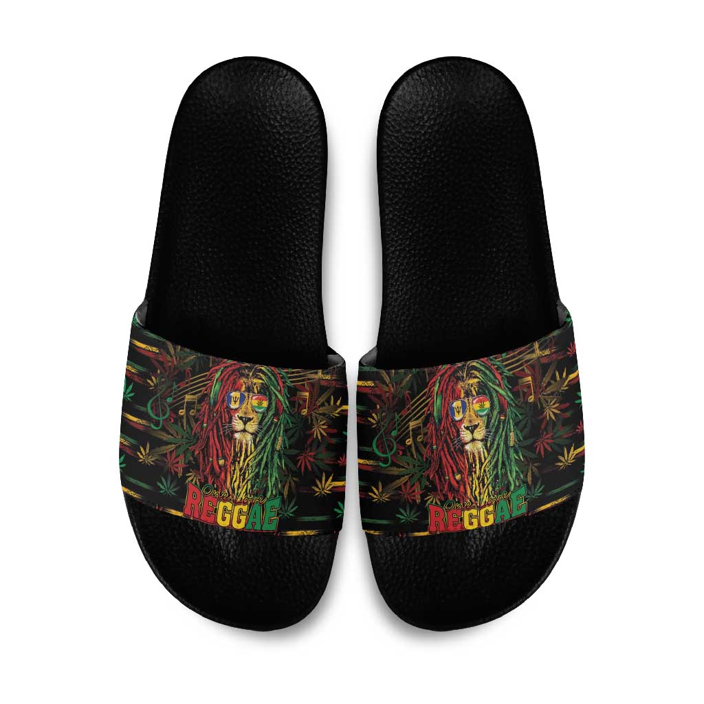 Barbados One Love Reggae Lion Slide Sandals Caribbean Reggae Spirit