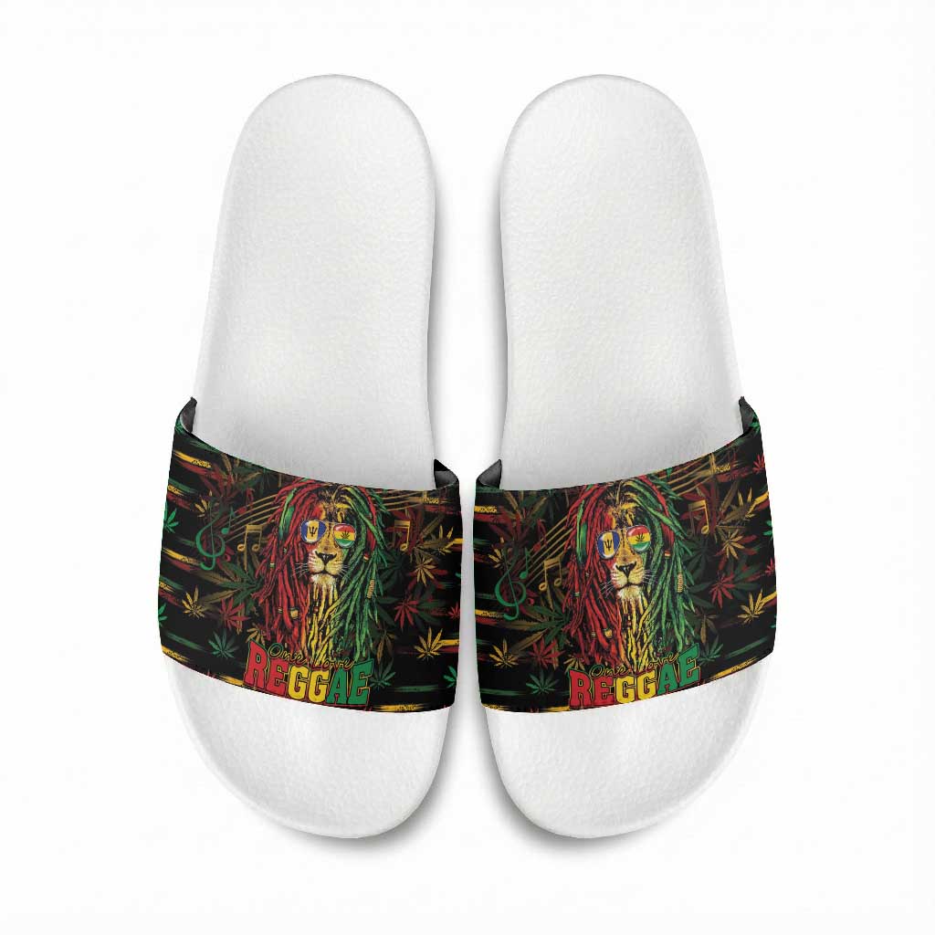 Barbados One Love Reggae Lion Slide Sandals Caribbean Reggae Spirit