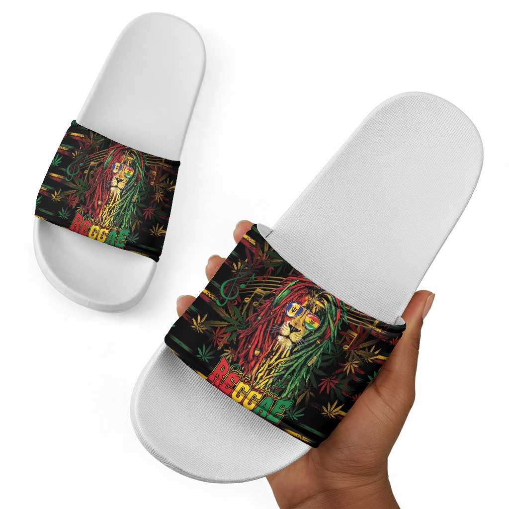 Barbados One Love Reggae Lion Slide Sandals Caribbean Reggae Spirit