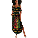Personalized Barbados One Love Reggae Lion Summer Maxi Dress Caribbean Reggae Spirit