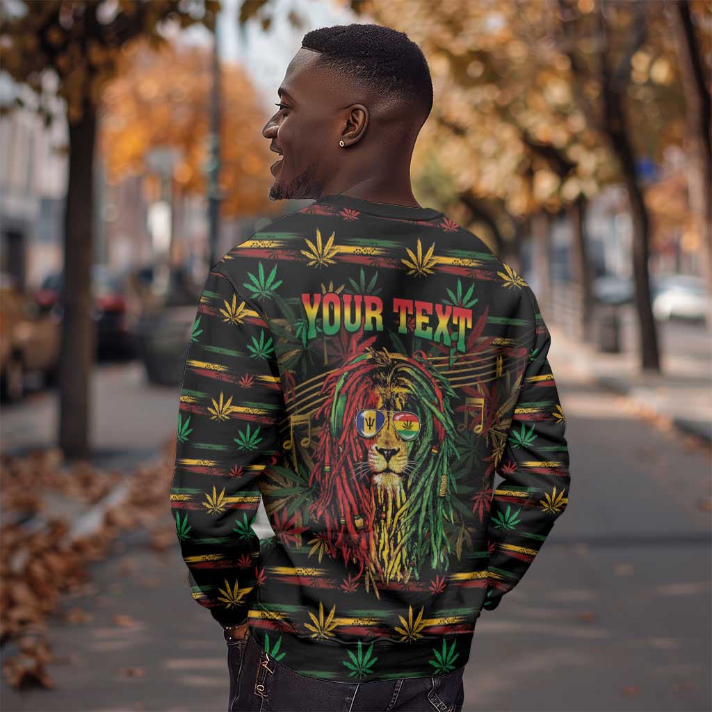 Personalized Barbados One Love Reggae Lion Sweatshirt Caribbean Reggae Spirit