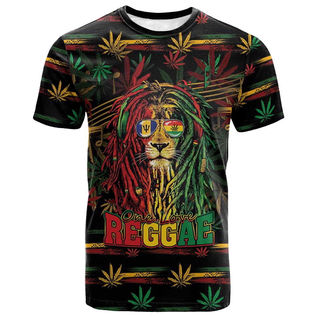 Personalized Barbados One Love Reggae Lion T shirt Caribbean Reggae Spirit