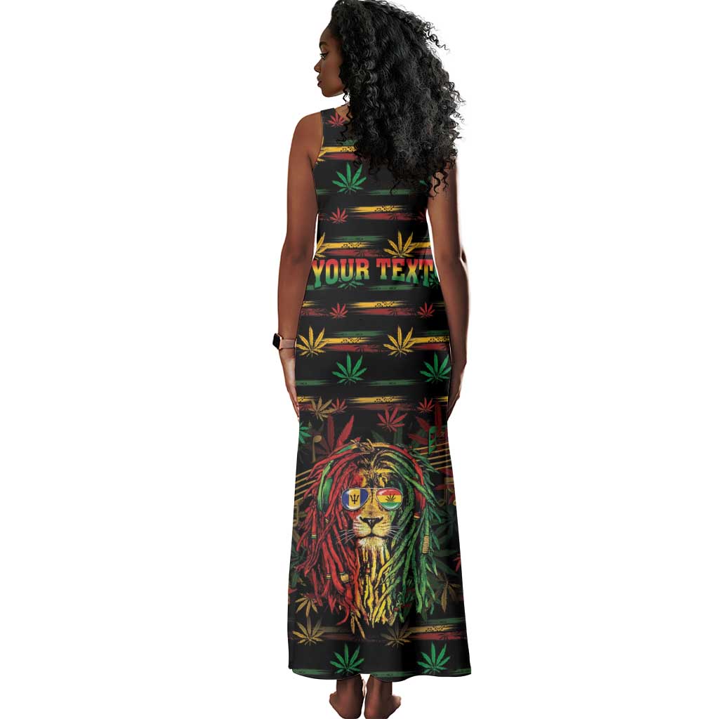 Personalized Barbados One Love Reggae Lion Tank Maxi Dress Caribbean Reggae Spirit