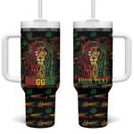 Personalized Barbados One Love Reggae Lion Tumbler With Handle Caribbean Reggae Spirit