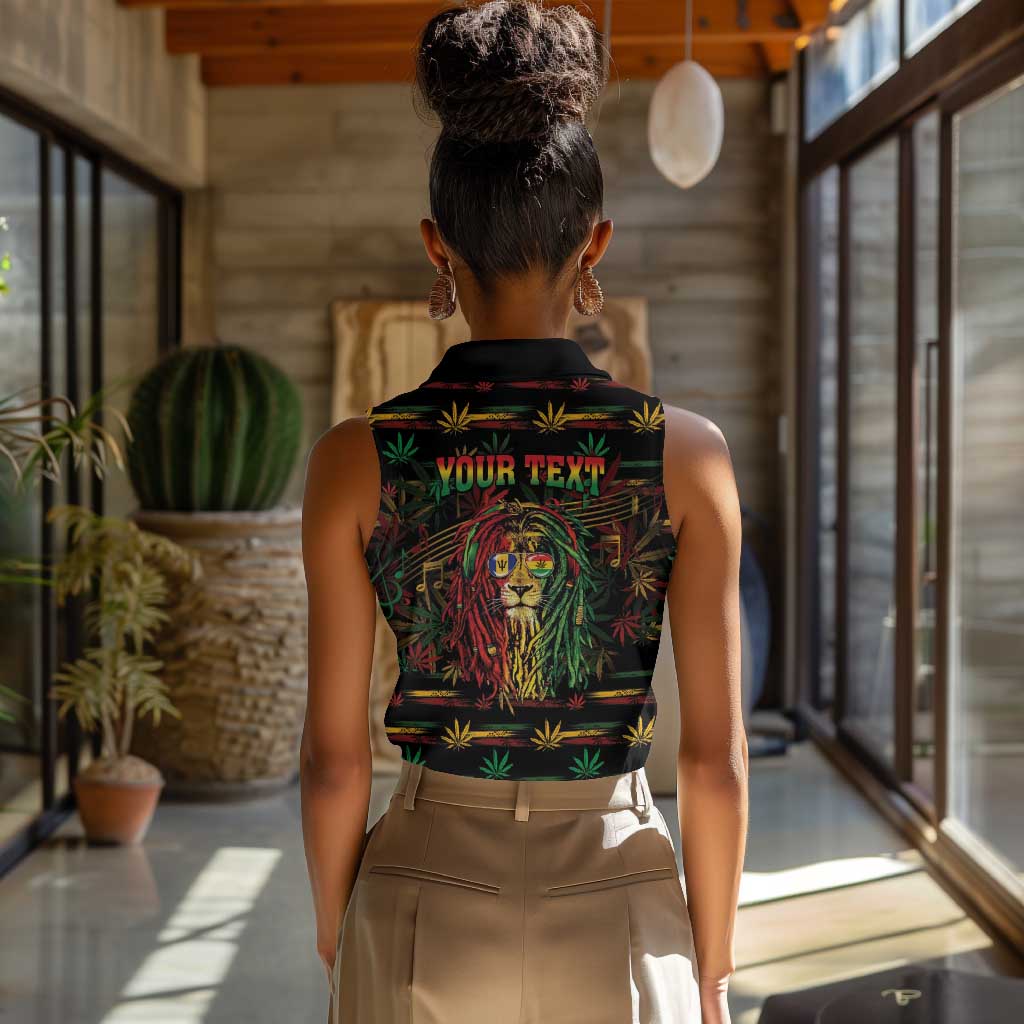 Personalized Barbados One Love Reggae Lion Women Sleeveless Polo Shirt Caribbean Reggae Spirit