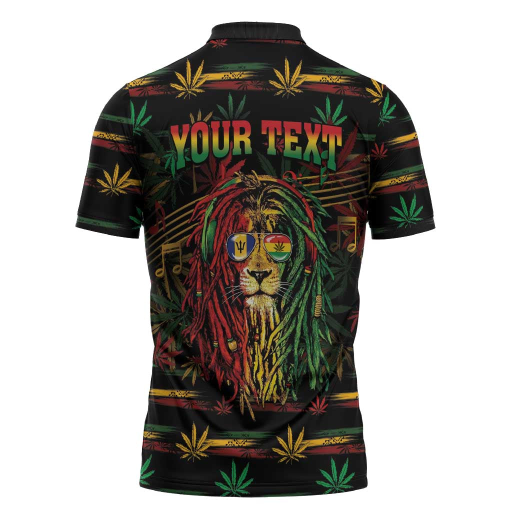 Personalized Barbados One Love Reggae Lion Zipper Polo Shirt Caribbean Reggae Spirit