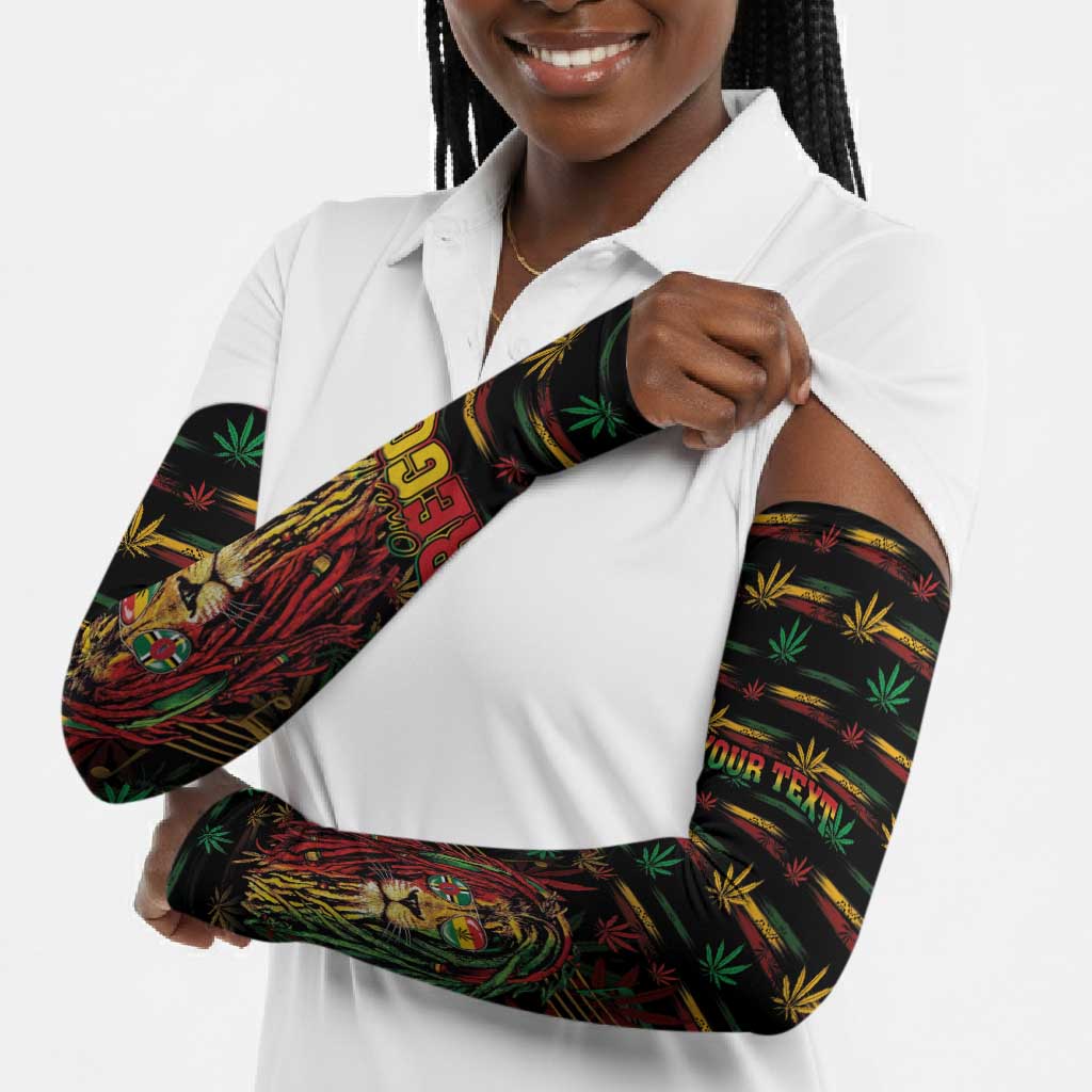 Personalized Dominica One Love Reggae Lion Arm Sleeves Caribbean Reggae Spirit