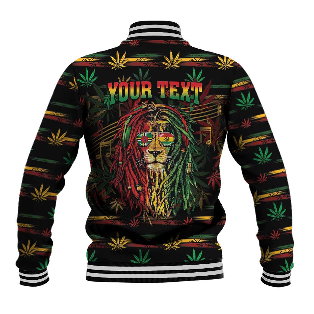 Personalized Dominica One Love Reggae Lion Baseball Jacket Caribbean Reggae Spirit