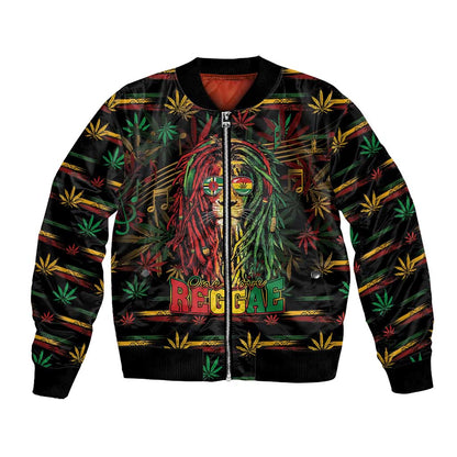 Personalized Dominica One Love Reggae Lion Bomber Jacket Caribbean Reggae Spirit