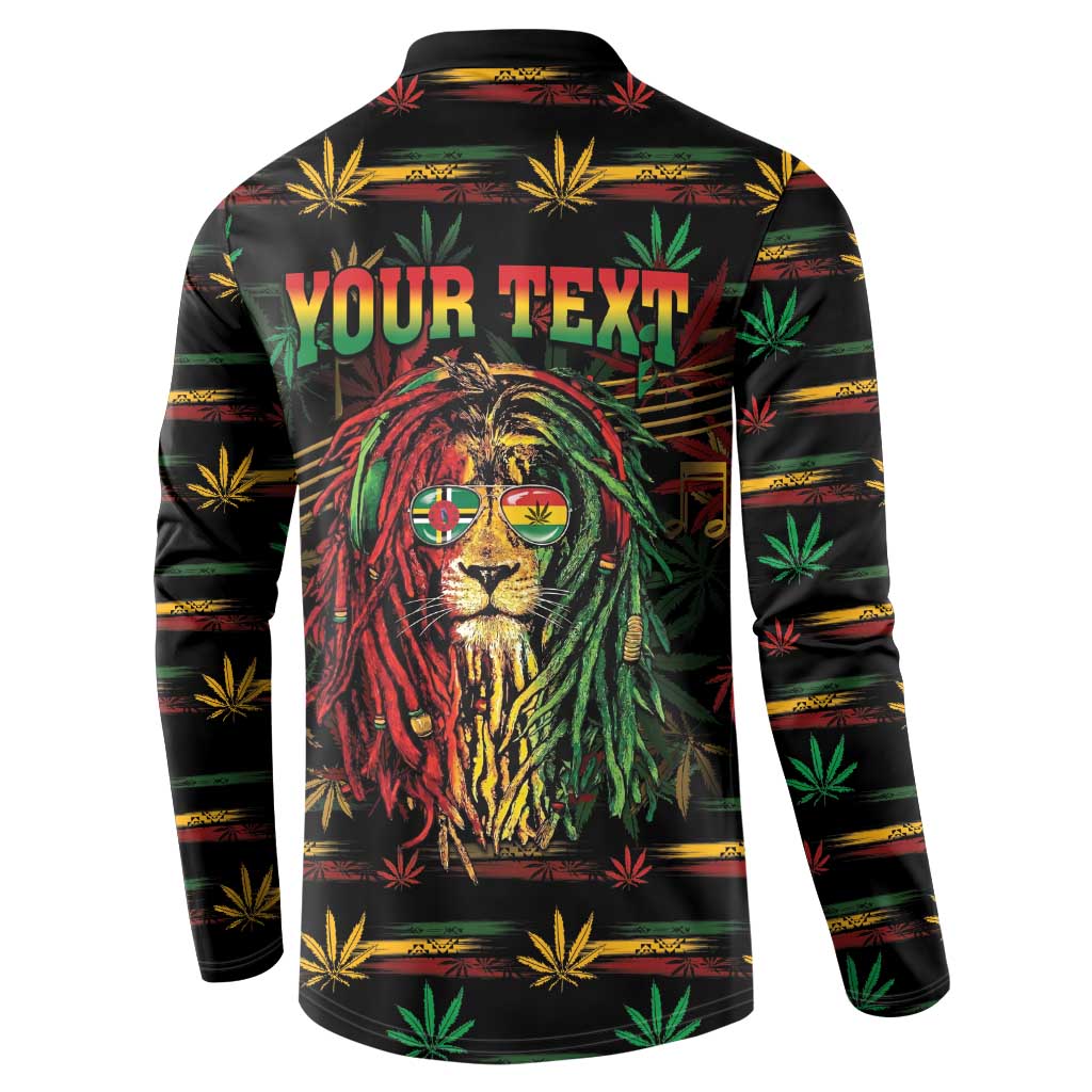 Personalized Dominica One Love Reggae Lion Button Sweatshirt Caribbean Reggae Spirit