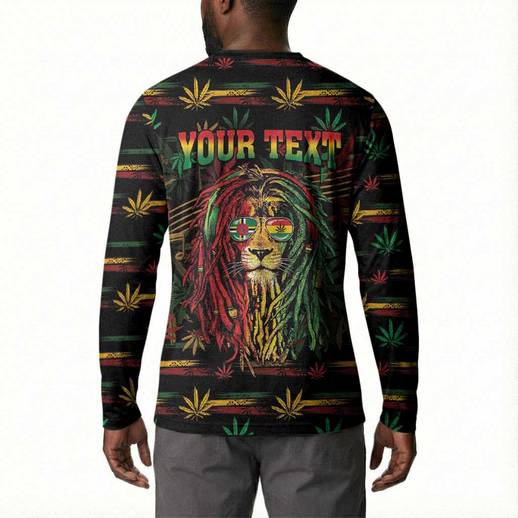 Personalized Dominica One Love Reggae Lion Button Sweatshirt Caribbean Reggae Spirit
