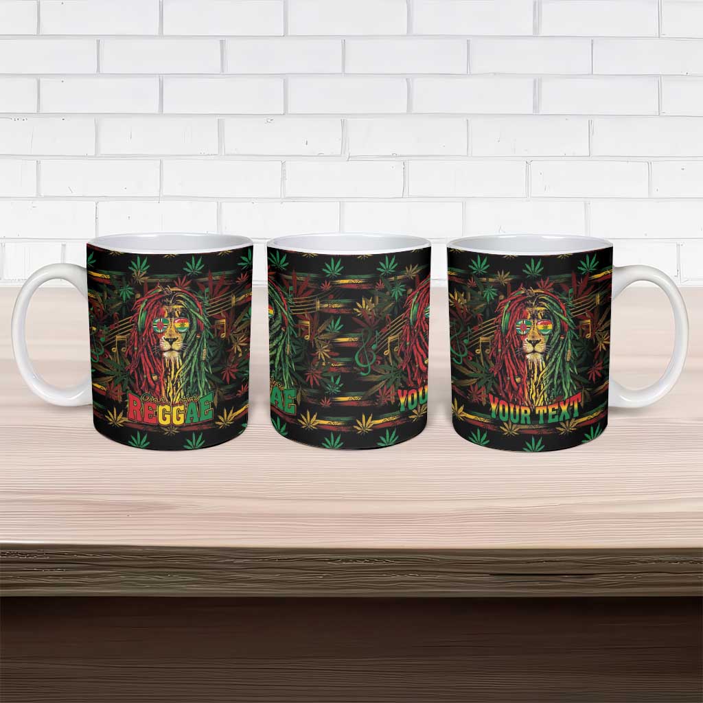 Personalized Dominica One Love Reggae Lion Ceramic Mug Caribbean Reggae Spirit