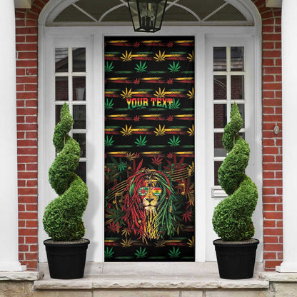 Personalized Dominica One Love Reggae Lion Door Cover Caribbean Reggae Spirit