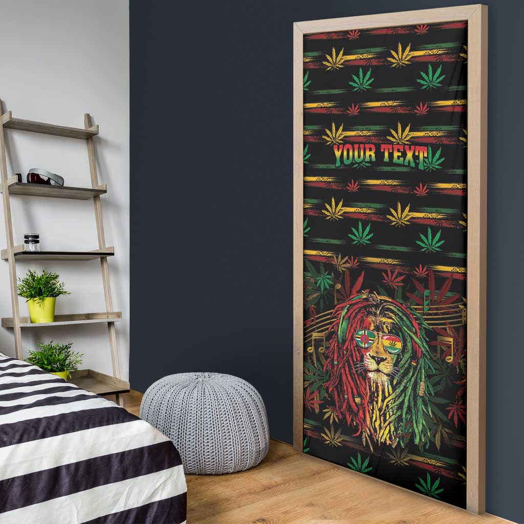 Personalized Dominica One Love Reggae Lion Door Cover Caribbean Reggae Spirit