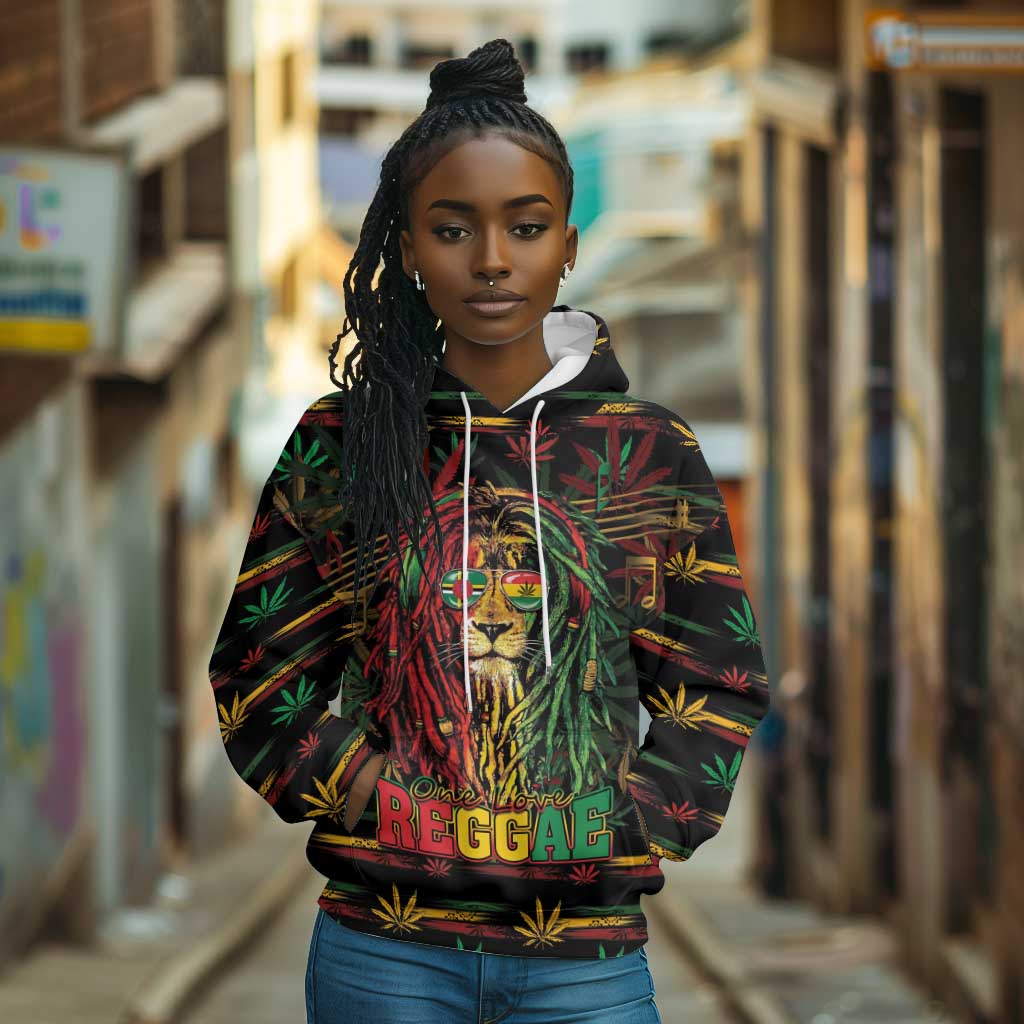 Personalized Dominica One Love Reggae Lion Hoodie Caribbean Reggae Spirit