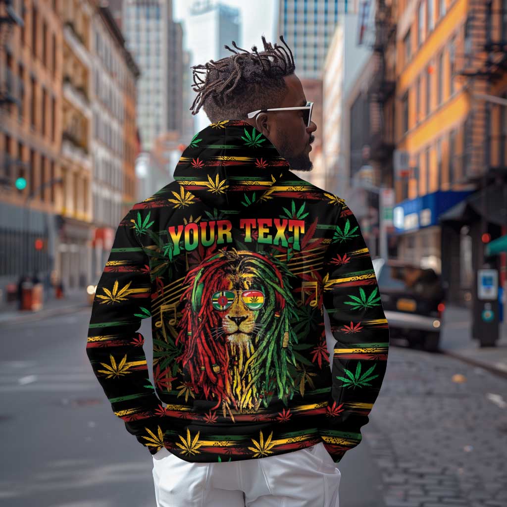 Personalized Dominica One Love Reggae Lion Hoodie Caribbean Reggae Spirit