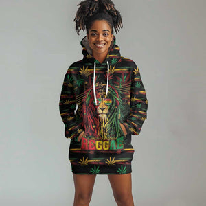 Personalized Dominica One Love Reggae Lion Hoodie Dress Caribbean Reggae Spirit