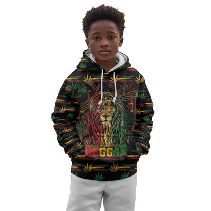 Personalized Dominica One Love Reggae Lion Kid Hoodie Caribbean Reggae Spirit
