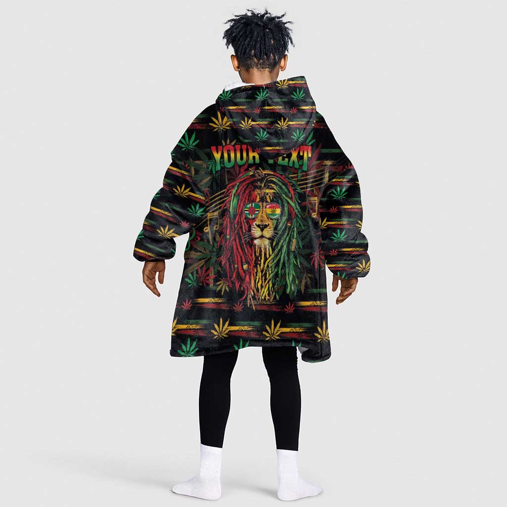 Personalized Dominica One Love Reggae Lion Kid Wearable Blanket Hoodie Caribbean Reggae Spirit