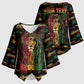 Personalized Dominica One Love Reggae Lion Kimono Sleeve Blouse Caribbean Reggae Spirit