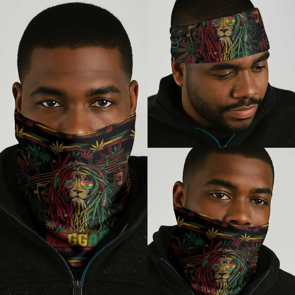 Dominica One Love Reggae Lion Neck Gaiter Caribbean Reggae Spirit