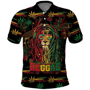 Personalized Dominica One Love Reggae Lion Polo Shirt Caribbean Reggae Spirit