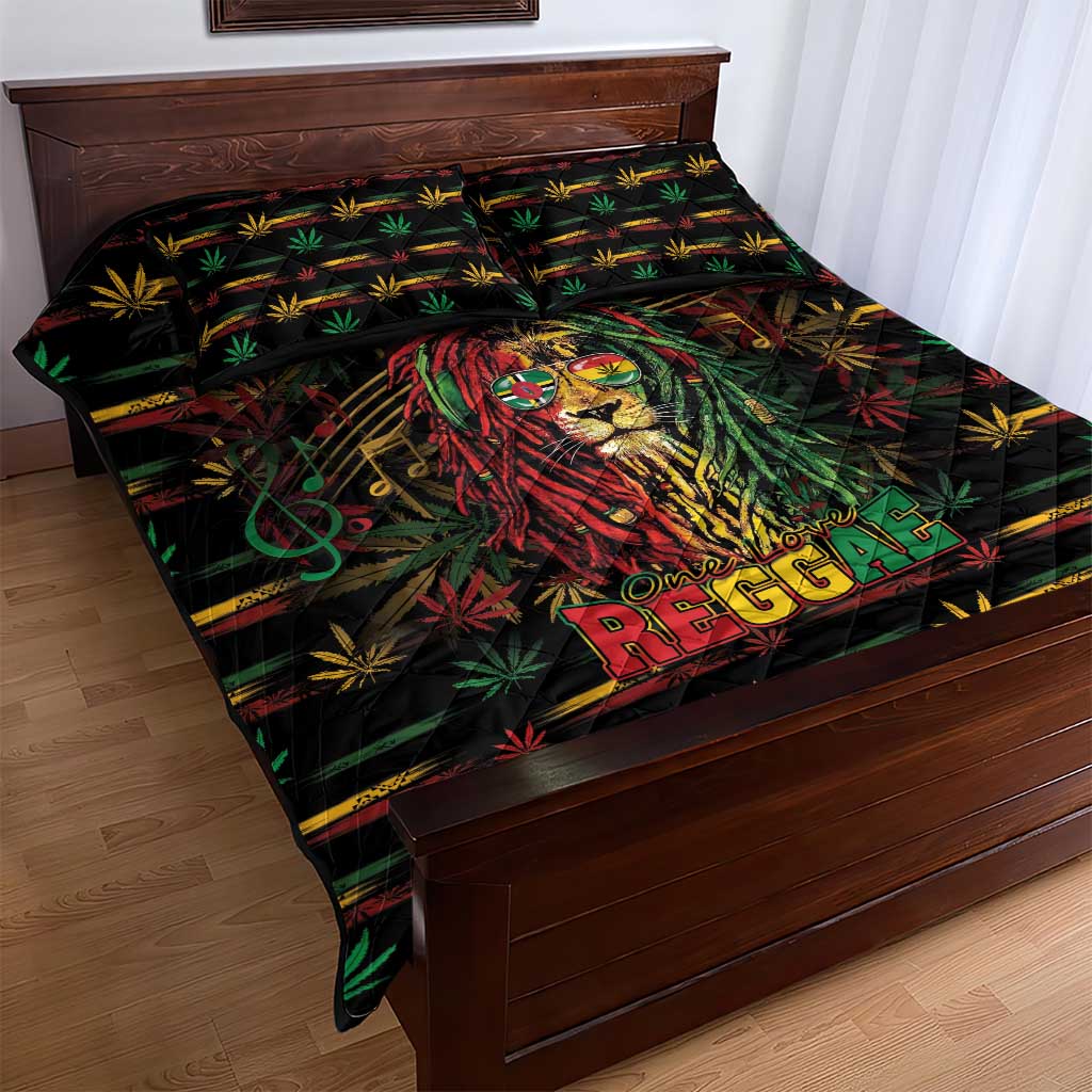 Dominica One Love Reggae Lion Quilt Bed Set Caribbean Reggae Spirit