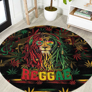 Dominica One Love Reggae Lion Round Carpet Caribbean Reggae Spirit