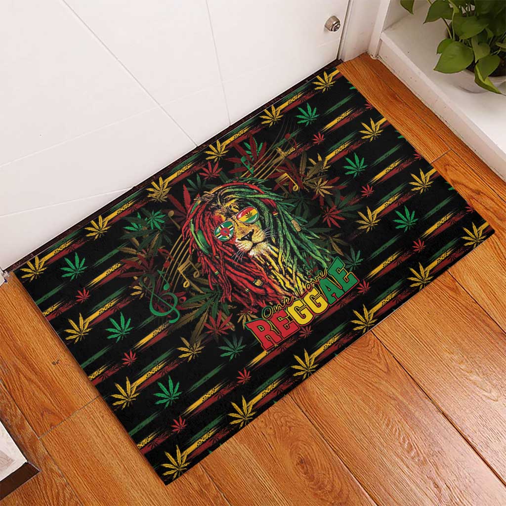 Dominica One Love Reggae Lion Rubber Doormat Caribbean Reggae Spirit