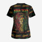 Personalized Dominica One Love Reggae Lion Scrub Top Caribbean Reggae Spirit