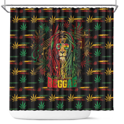 Dominica One Love Reggae Lion Shower Curtain Caribbean Reggae Spirit