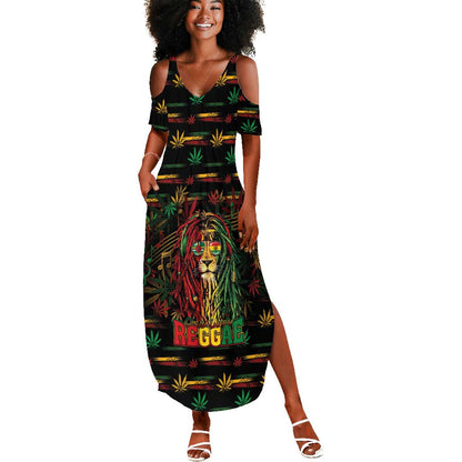 Personalized Dominica One Love Reggae Lion Summer Maxi Dress Caribbean Reggae Spirit