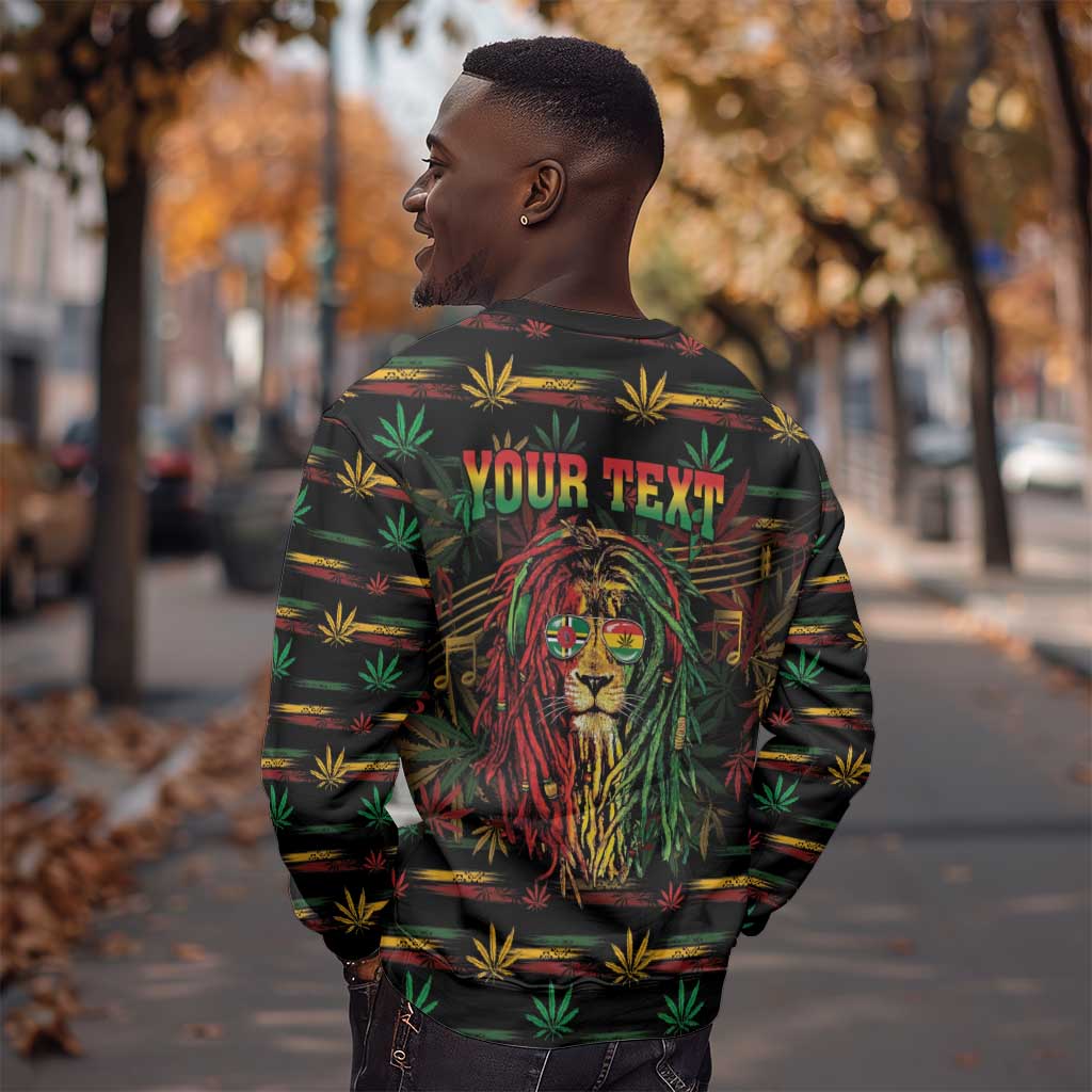 Personalized Dominica One Love Reggae Lion Sweatshirt Caribbean Reggae Spirit