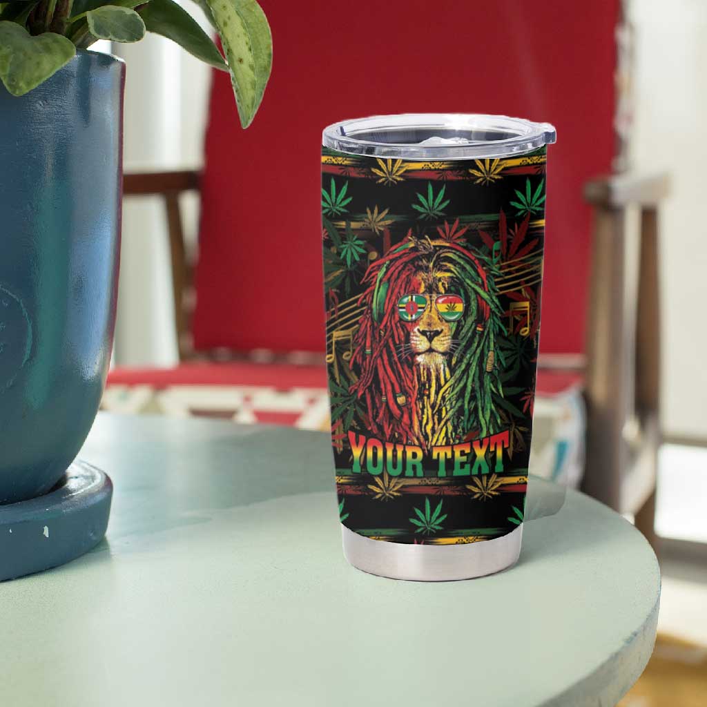 Personalized Dominica One Love Reggae Lion Tumbler Cup Caribbean Reggae Spirit