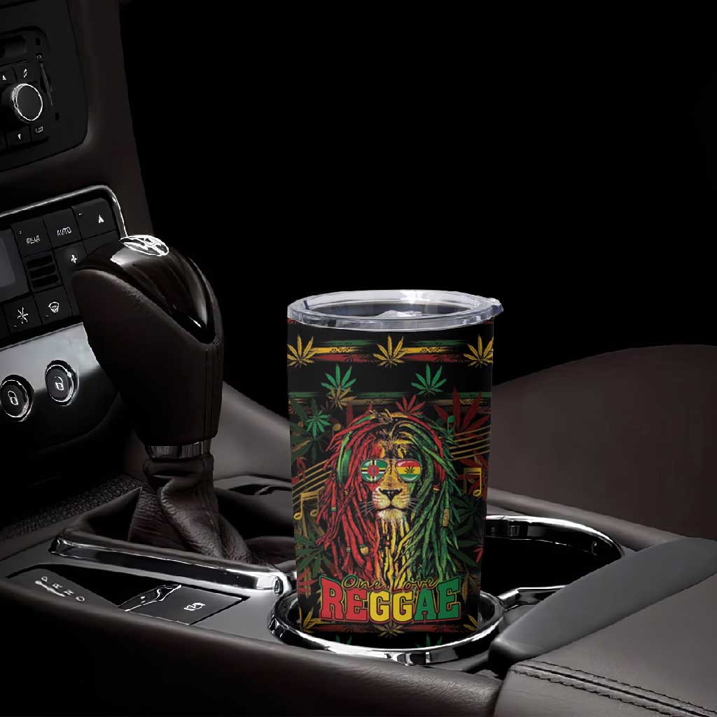 Personalized Dominica One Love Reggae Lion Tumbler Cup Caribbean Reggae Spirit