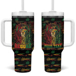 Personalized Dominica One Love Reggae Lion Tumbler With Handle Caribbean Reggae Spirit