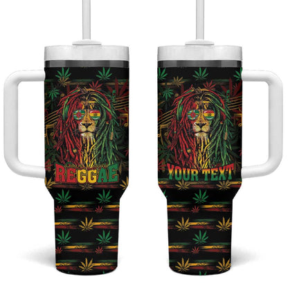 Personalized Dominica One Love Reggae Lion Tumbler With Handle Caribbean Reggae Spirit