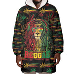 Personalized Dominica One Love Reggae Lion Wearable Blanket Hoodie Caribbean Reggae Spirit