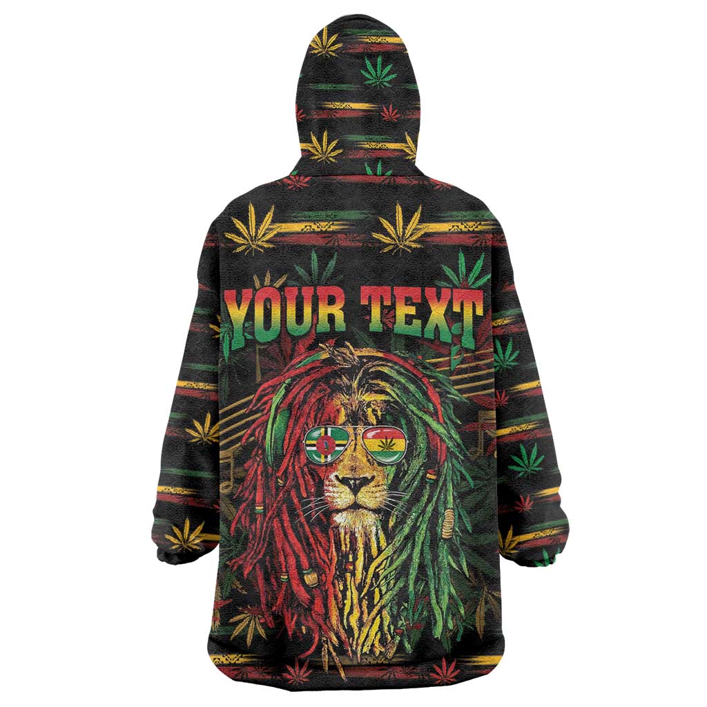 Personalized Dominica One Love Reggae Lion Wearable Blanket Hoodie Caribbean Reggae Spirit