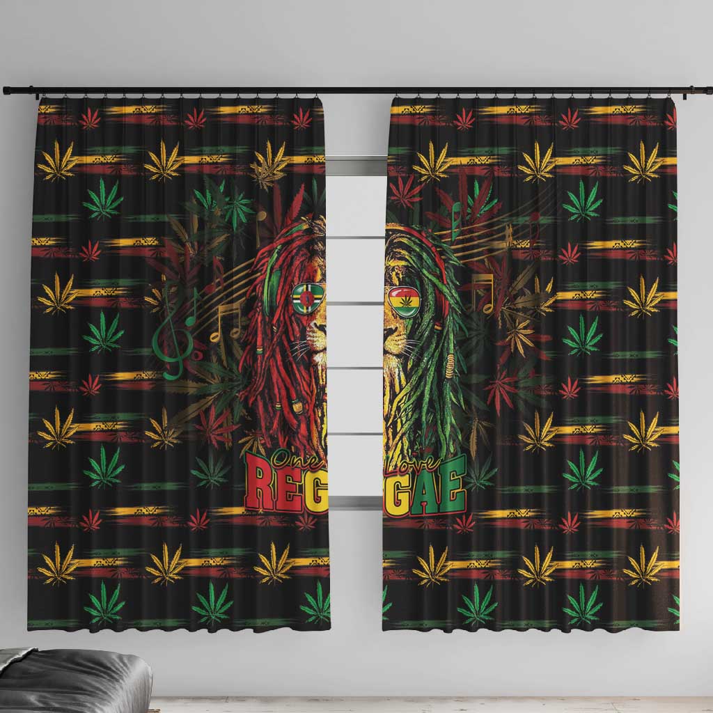Dominica One Love Reggae Lion Window Curtain Caribbean Reggae Spirit