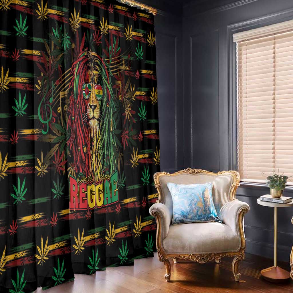 Dominica One Love Reggae Lion Window Curtain Caribbean Reggae Spirit